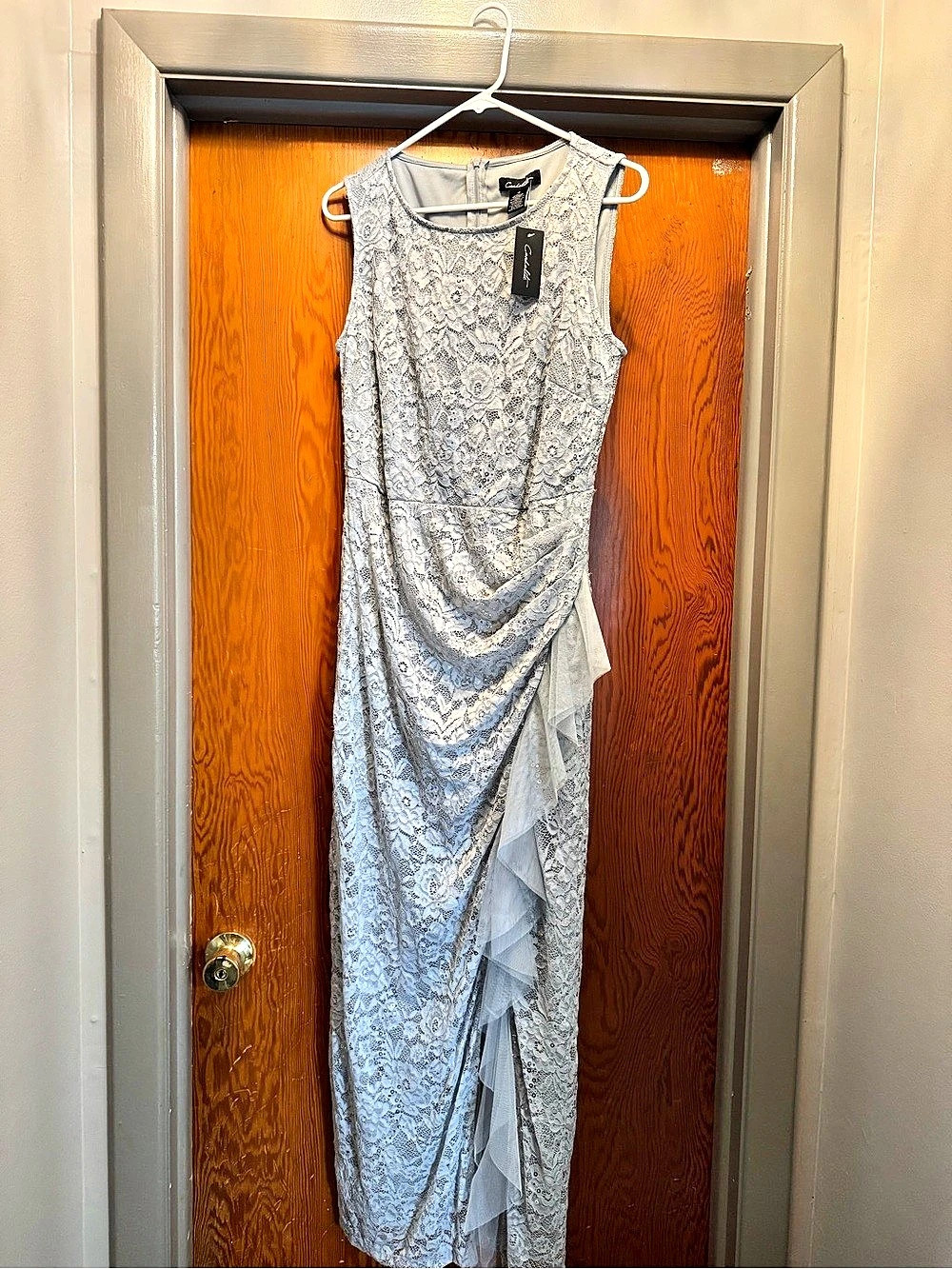 Candela Lace Maxi Dress Gray Size Medium NWT
